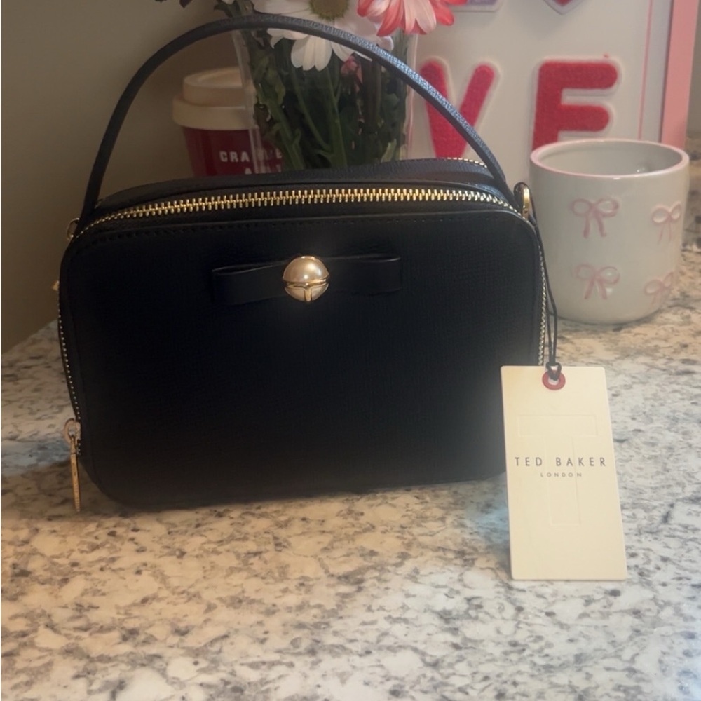 Ted Baker Black Crossbody Bag with Gold Accents